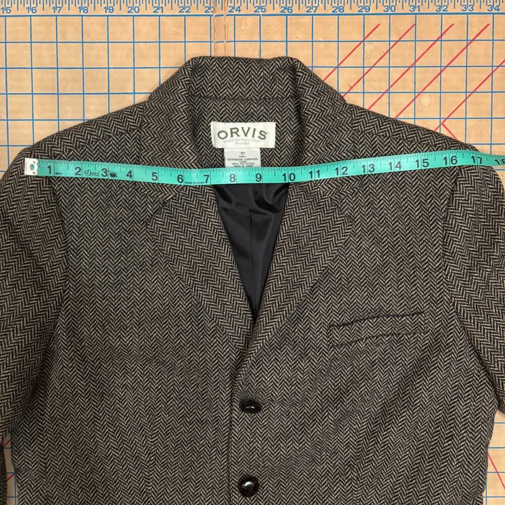 Vintage Orvis Herringbone Merino Lambswool Blazer Irish Wool Women's Size 10 - Picture 5 of 7